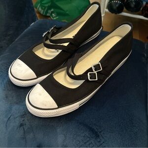 Classic Black Mary Jane Canvas Sneakers